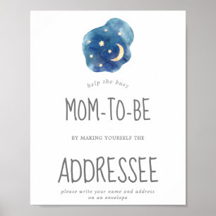 Poster Lune et étoiles Douche Adresse d'une enveloppe Sig