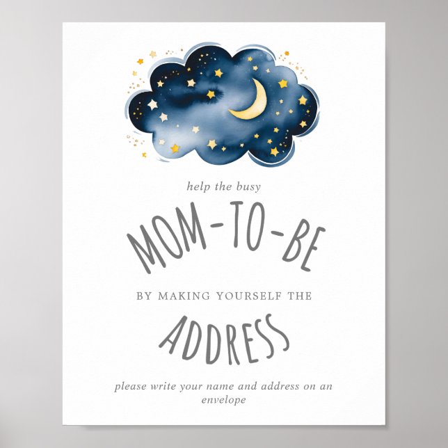 Poster Lune et étoiles Douche Adresse d'une enveloppe Sig (Devant)
