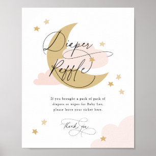 Poster Lune et Étoiles Refus de couches Signal Baby showe