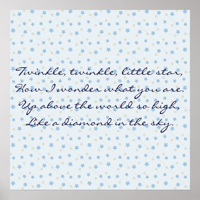 Poster Lune et étoiles (Twinkle Twinkle little Star) (Devant)