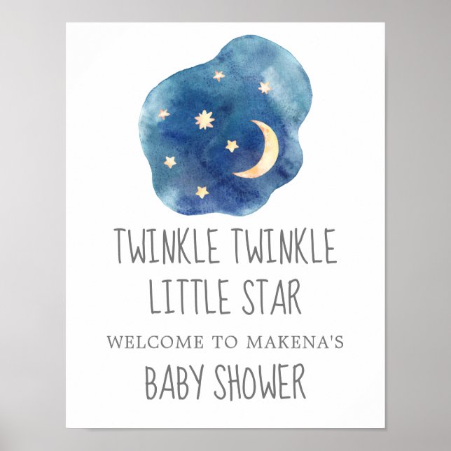 Poster Lune et étoiles Twinkle Twinkle Little Star Bienve (Devant)
