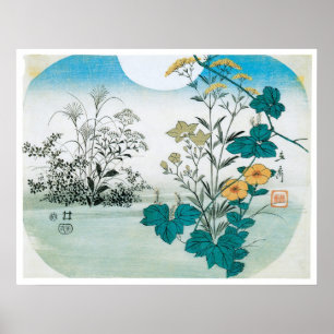 Poster Lune et fleurs