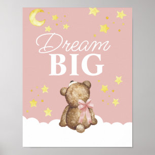 Poster Lune et les étoiles Rêver Grosse Fille Teddy Bear 