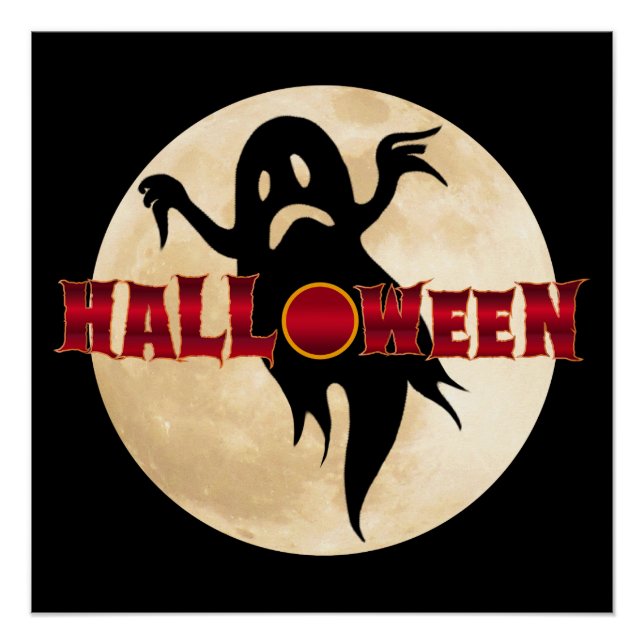 Poster Lune fantôme d'Halloween (Devant)