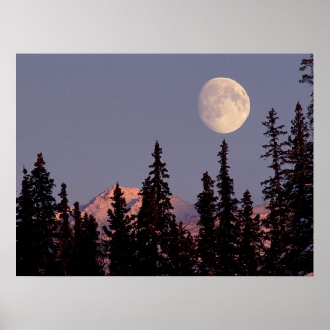 Poster Lune Hiver précoce | Ancrage, Alaska (Devant)