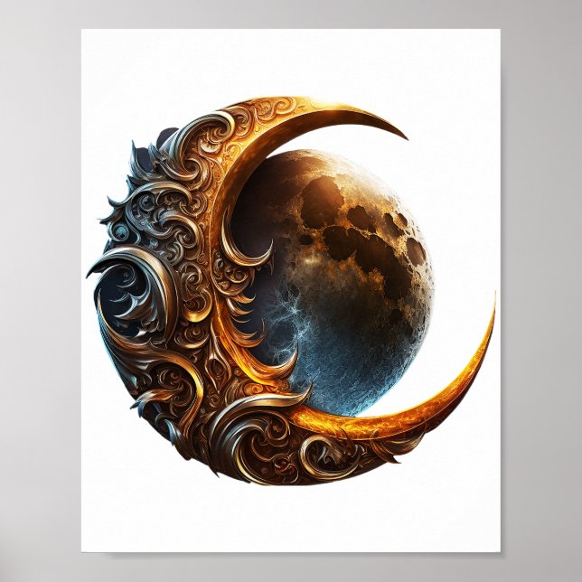 Poster Lune lunaire d'or (Devant)