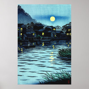 Poster Lune montante à la rivière Katase Kasamatsu Shiro