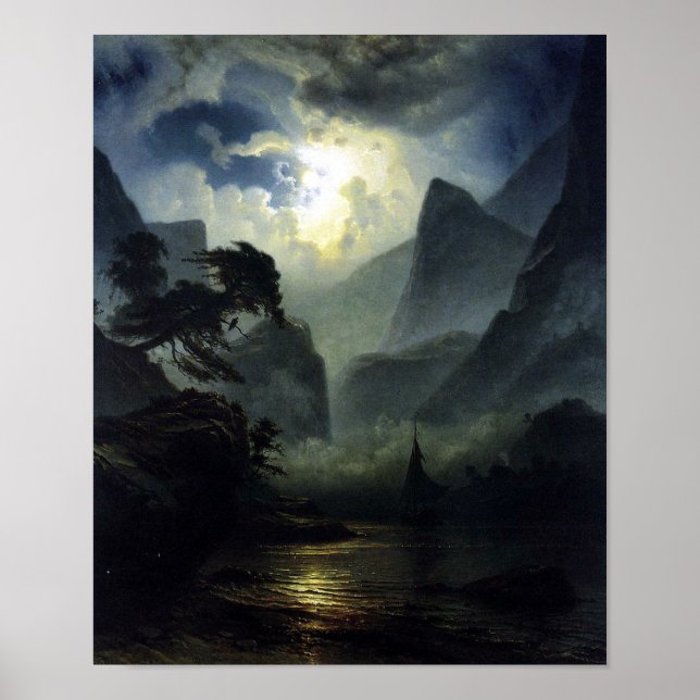 Poster Lune - paysage - Noweigan-fjord (Devant)