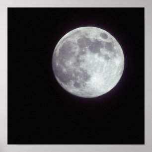 Poster Lune pleine et brillante dans un ciel noir.