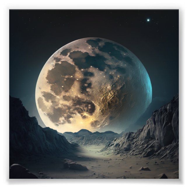 Poster Lune pleine, galaxie magique (Devant)
