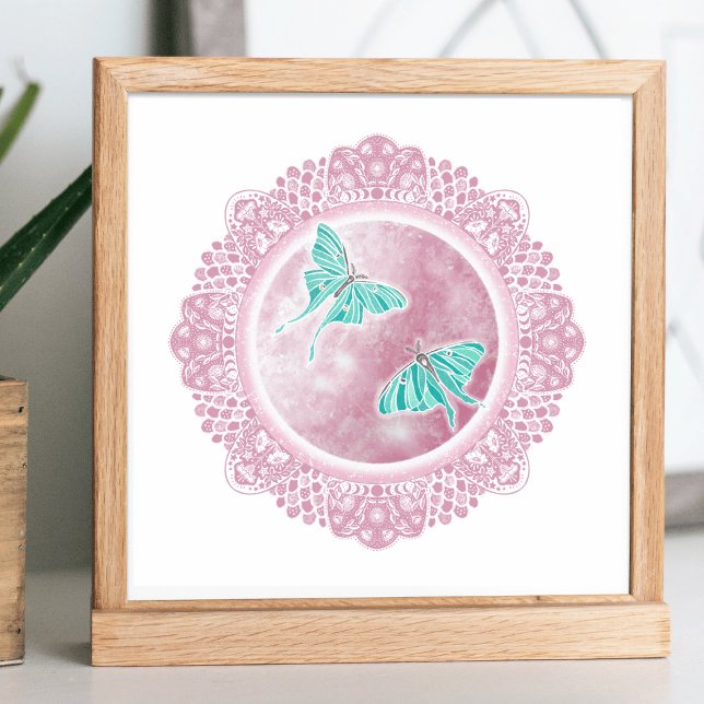 Poster Lune rose complète | Illustration de la lune d'avr (Créateur téléchargé)