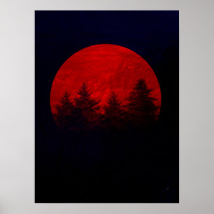 Poster Lune rouge