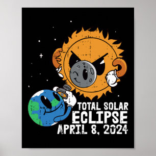 Poster Lune Soleil Total Éclipse Solaire 8 avril 2024 Tot