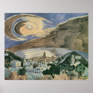 Poster Lune sur Barcelone par Walter Gramatte