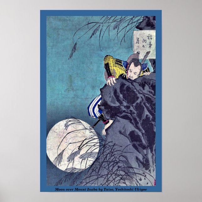 Poster Lune sur le mont Inaba par Taiso, Yoshitoshi Ukiyo (Devant)