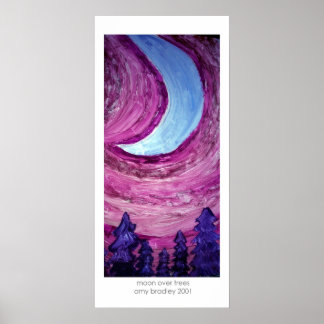 Poster Lune sur les arbres