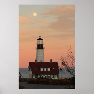 Poster Lune sur Portland Head Lighthouse