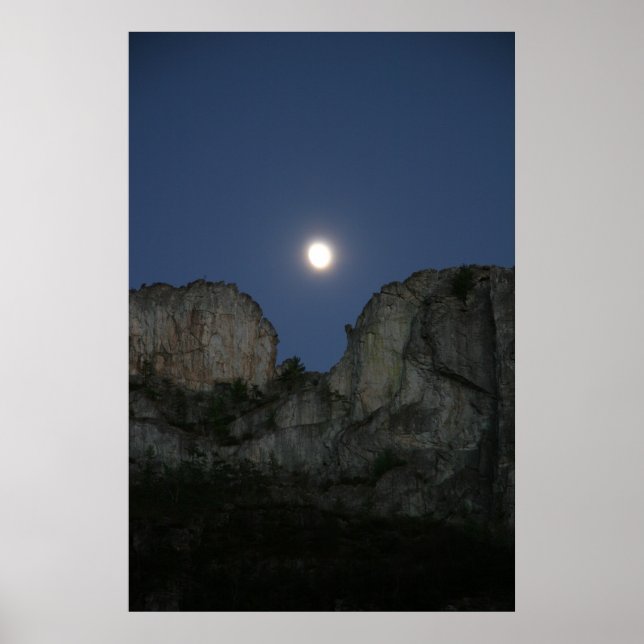 Poster Lune sur Seneca Rock, Virginie-Occidentale (Devant)