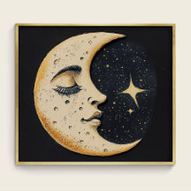 Lune Vintage - Lune endormie - Bleu foncé
