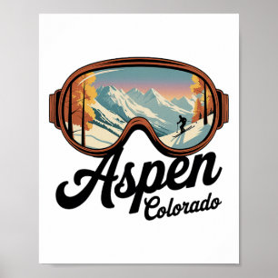 Poster Lunettes de ski Aspen Colorado - Souvenir de ski r