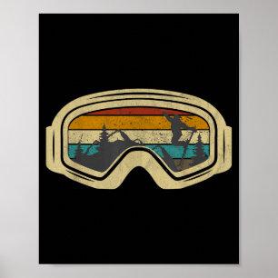 Poster Lunettes de ski rétro montagne neige vacances d'hi