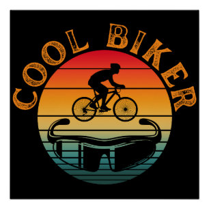 Poster Lunettes de soleil Cool Biker Sunset