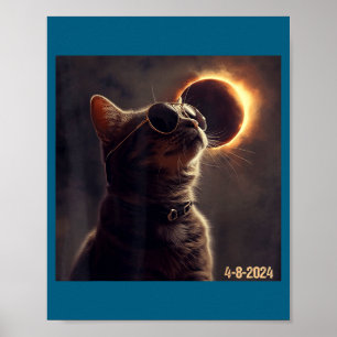 Poster Lunettes de soleil de chat drôle Éclipse solaire t