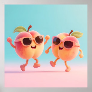 Poster Lunettes de soleil de pêches dansantes