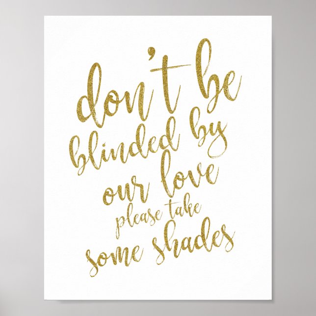 Poster Lunettes de soleil mariages en faveur Gold 8x10 Ma (Devant)