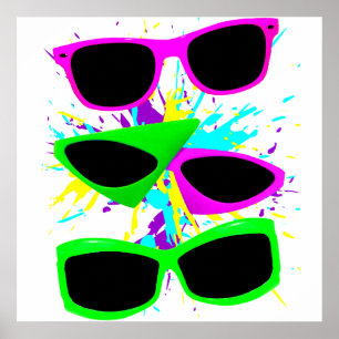 Poster Lunettes de soleil néon vintage Corey Tiger 80s éc