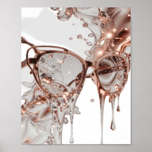 POSTER LUNETTES DE SOLEIL OR ROSE AVEC ÉCLABOUSSURES D'EA