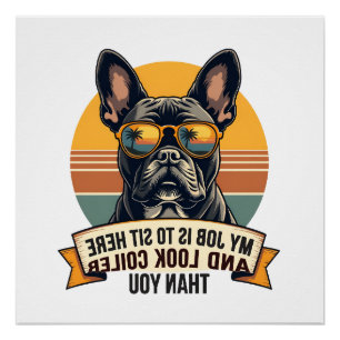 Poster Lunettes de soleil vintage pour bouledogue françai