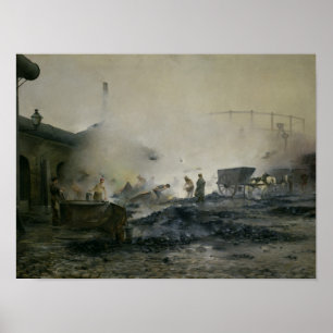 Poster L'usine de gaz chez Courcelles, 1884