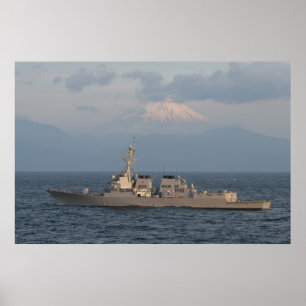 Poster L'USS McCAMPBELL avec le Mont Fuji dans l'Arrière 