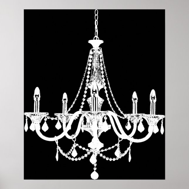Poster Lustre blanc et noir chic (Devant)