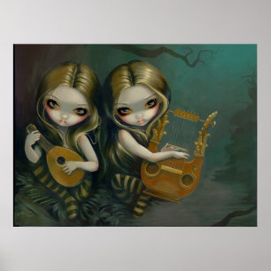 Poster Lute et Lyre gothique fée nymphe Art Imprimer