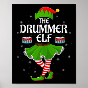 Poster Lutin batteur de Noël Famille Filles Femmes Lutin