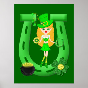 Poster Lutin blond de fille du jour de St Patrick
