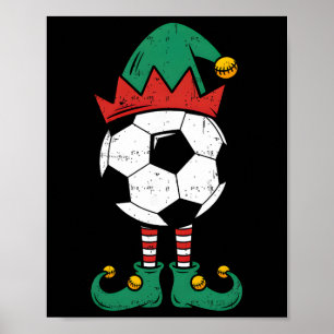 Poster Lutin de football Noël drôle de Noël Lutin amateur
