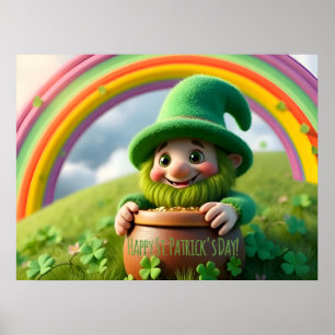 Poster Lutin personnalisé Gnome Saint-Patrick Shamrock