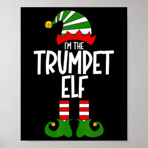 Poster Lutin Trompette Instrument de Musique de Noël Corr