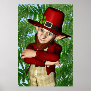 Poster Lutrin de lutin shamrock Art folklorique irlandais