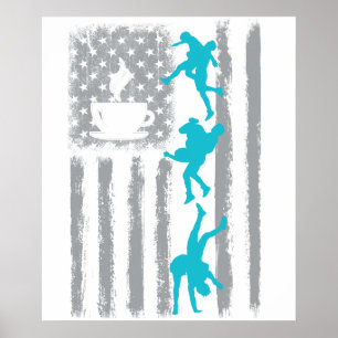 Poster lutte au café - Drapeau américain vintage USA pour