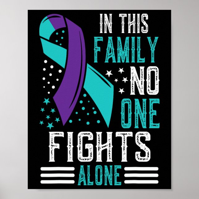 Poster Lutte Contre Le Suicide Ribbo Turquoise Et Violet (Devant)