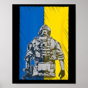 Poster Lutte Pour L'Ukraine - Soldat Ukrainien En Défense