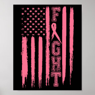Poster Lutter contre le cancer du sein Drapeau américain 