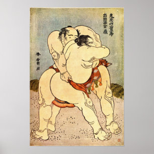 Poster Lutteurs de sumo de Hokusai