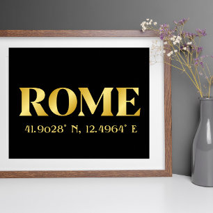 Poster Lux Gold Rome Latitude & Longitude