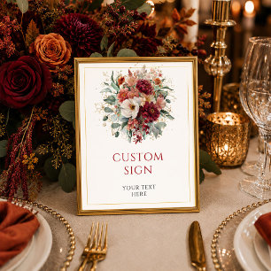 Poster Luxe Bourgogne Or Eucalyptus Automne tabletop pers