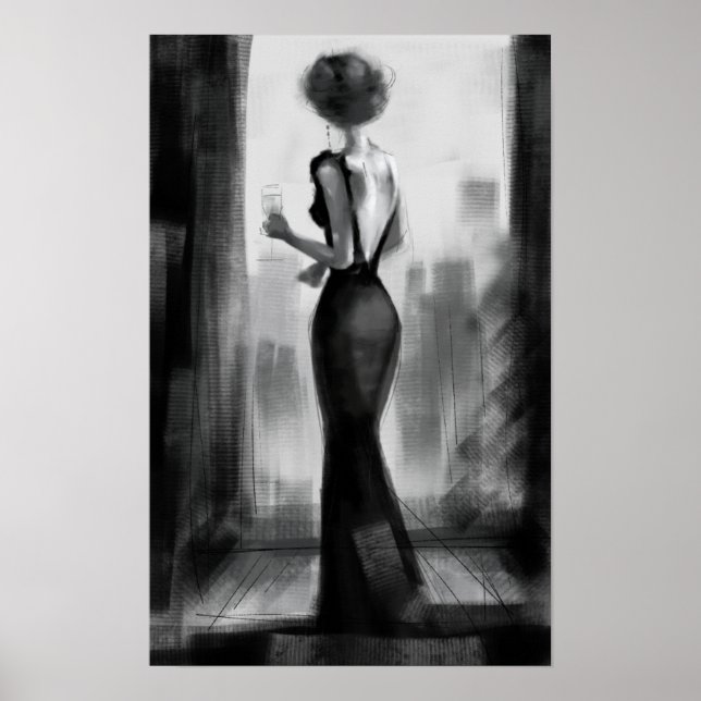 Poster luxe de charbon de bois fancy élégante soirée me-t (Devant)